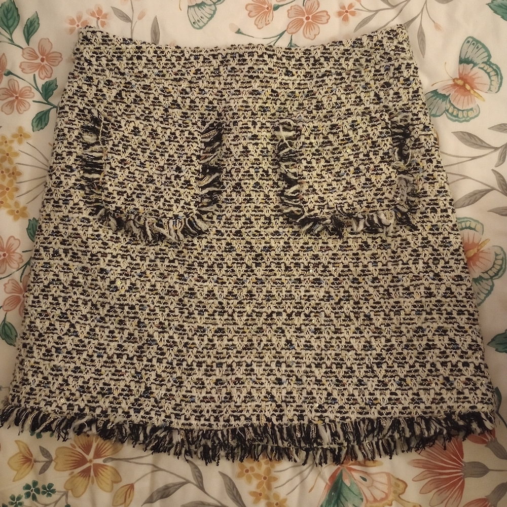 Tweed Mini Skirt in Black and White